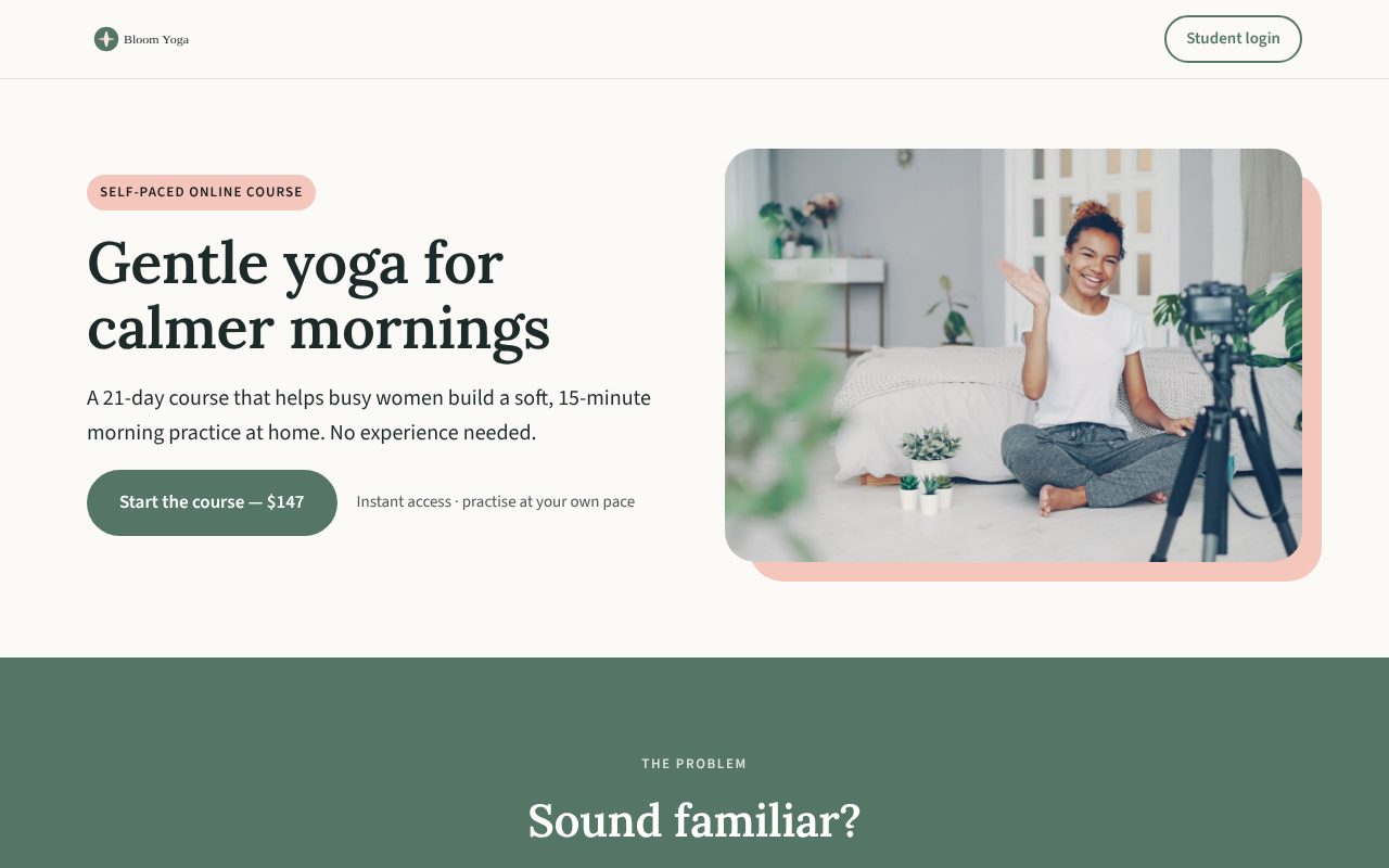 Slow Morning Yoga, a yoga course in the Classic design