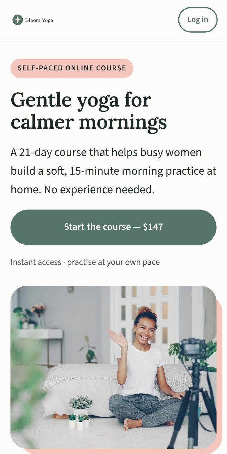 A yoga course in the Classic design, on a phone